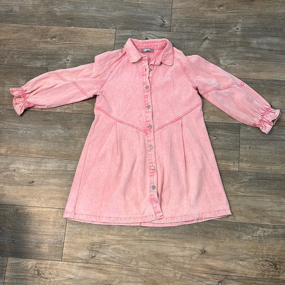 Western Pink Button-Up Dress